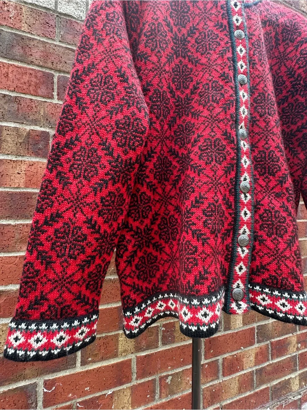 L.L. Bean Sweater 100% Merino Wool Cardigan Nordic Fair Isle Cabin Core Heritage